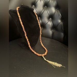 Wooden Beaded Necklace with Tassel